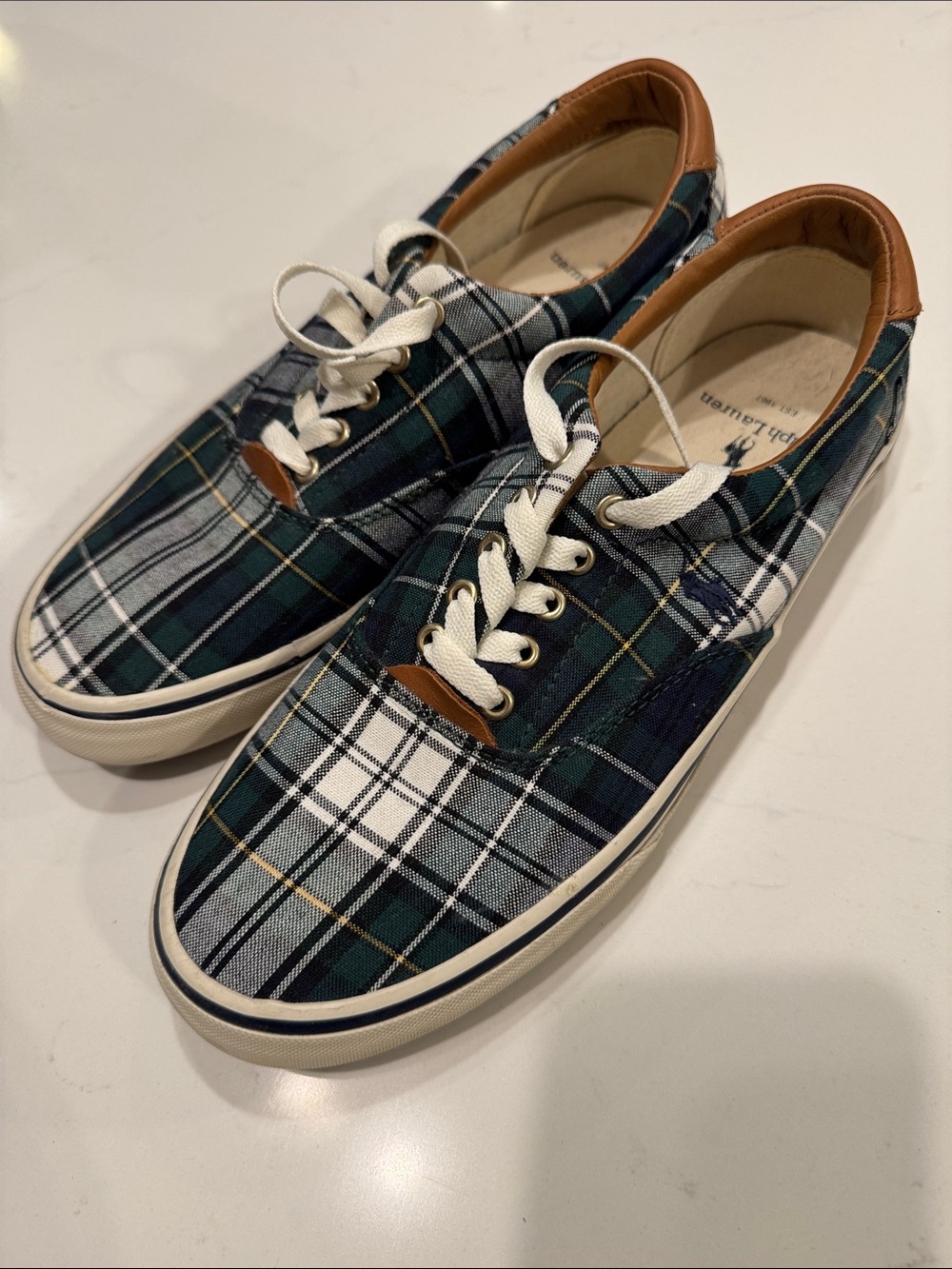 Polo Ralph Lauren Gordon Plaid Canvas Sneakers with Tan Trim